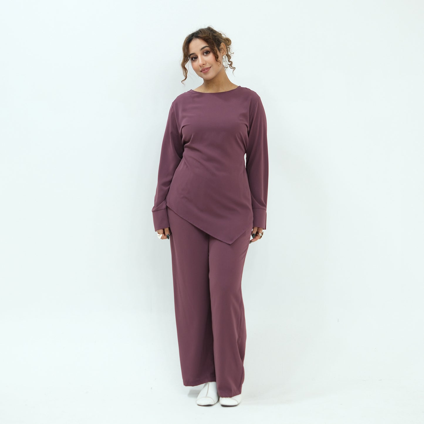 Casual Long-sleeve Top And Pants Two-piece Set