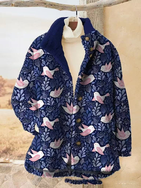 Womens Fashionable Printed Velvet Sweater Cardigan