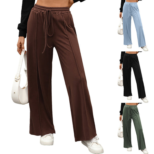 Womens Soft Fleece Drawstring Pocket Loose Casual Pants
